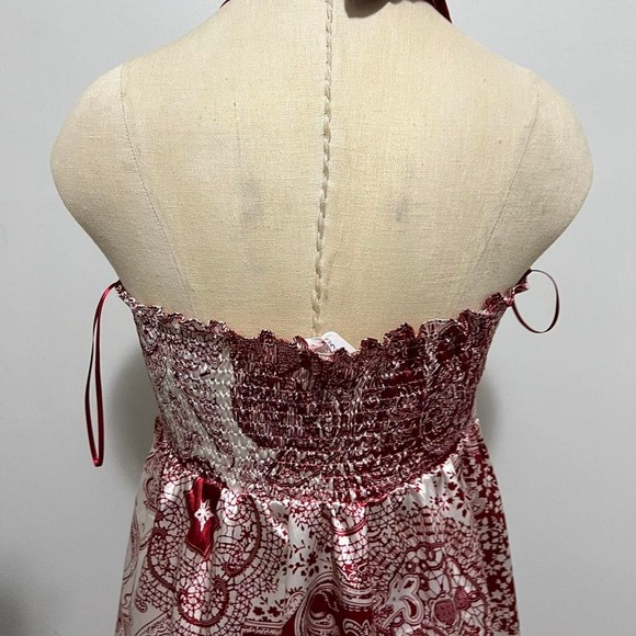 Burgundy and white paisley print halter dress - Picture 5 of 5